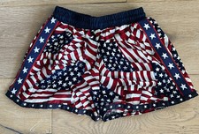 VTG 90s Primitive Prints Youth 4th Of July Cotton Vball Shorts Med 5-6 New