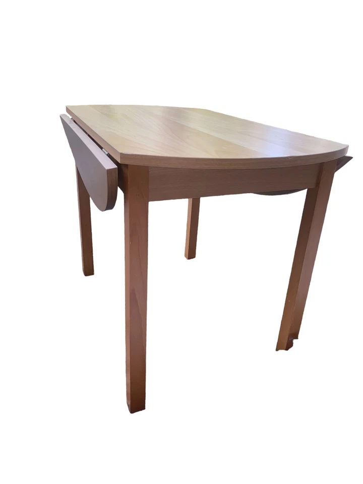 Mesa de comedor redonda de madera maciza de 40" con hojas caídas marrón (40" L x 40" W x 29" H) Foto 2 de 4