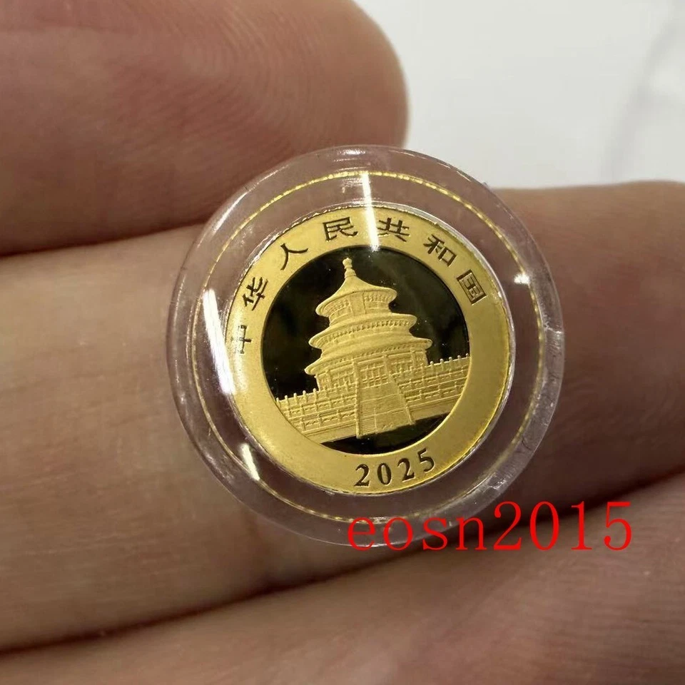 Moneda de oro panda de China 2025 10 yuanes, moneda conmemorativa panda de oro de China, ¡caja! Foto 2 de 4