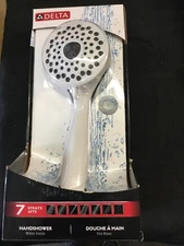 Delta Hand Shower 59711-WH-PK Premium 7-Setting White Wall Mount Included T6