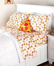 Novelty Yummy Burger Fries Sheet Set Full/ Queen Fast Food Pop Corn Funny Sheets