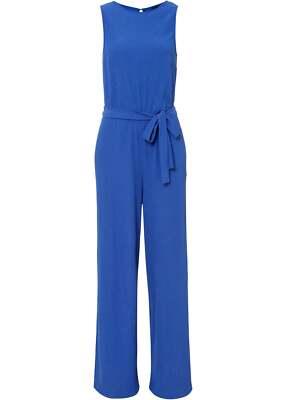 Neu Jumpsuit aus strukturiertem Crêpe Gr. 48/50 Edelsteinblau Damen Hosenanzug