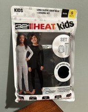 32 Degrees Kids Heat Base Layer Long Sleeve Crew Neck and Legging Black S 6-7 