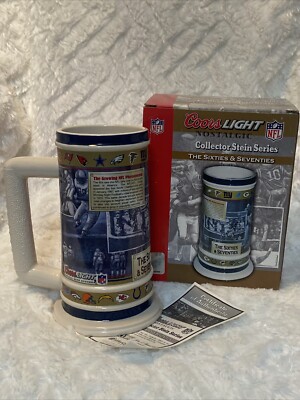 Coors Light NFL Nostalgic Collector Stein The Sixties And Seventies NIB COA