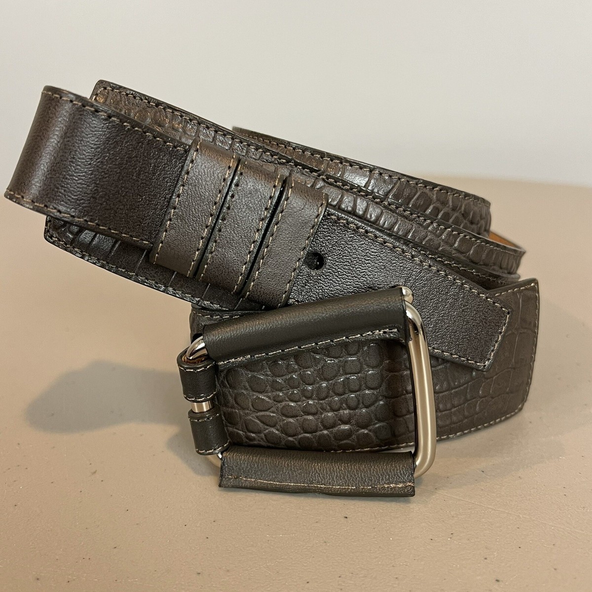 The Worth Collection Embossed Croc Crocodile Belt Womens 