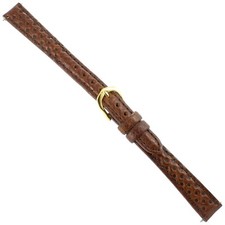 12mm Timex Brown Stitched Polka Dot Padded Oil Leather Ladies Watch Band Long