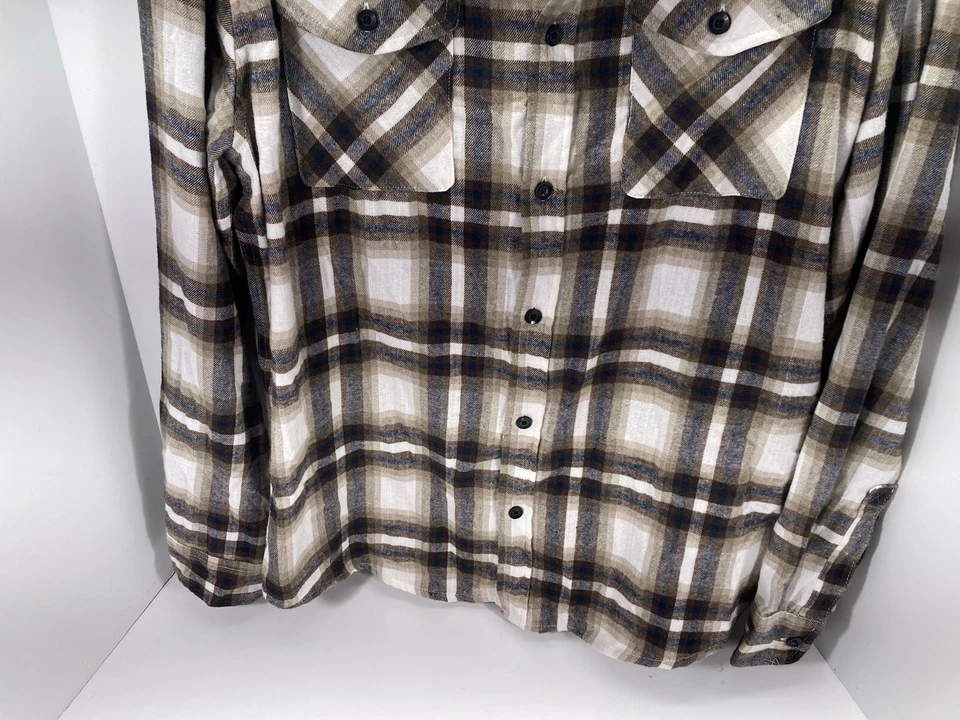 Free Planet Flannel Shirt Men Size XL Brown Plaid Long Sleeve Button 100% Cotton - Image 3 of 4