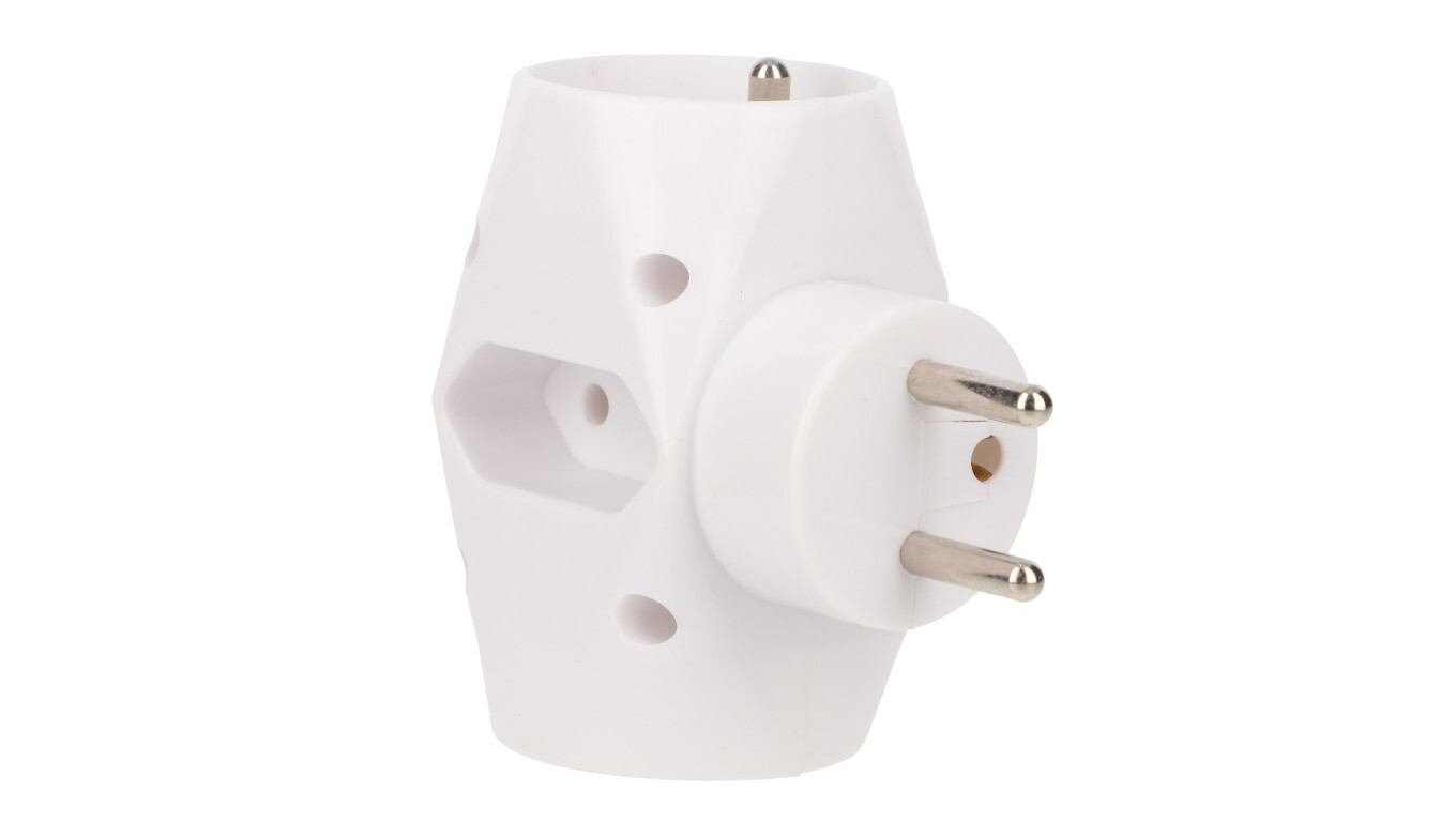 Plug-in splitter 2-sockets w/u+2x Euro white R-21 /T2UK