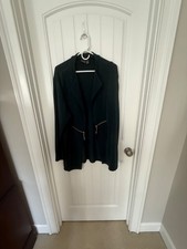 CHICO  S Dk Green with Gold Zipper Pockets Jacket w/tassels   Size 4