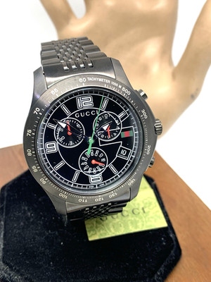Gucci Men's Watch YA126217 G-Timeless Swiss Quartz Chronograph Black Steel 46mm