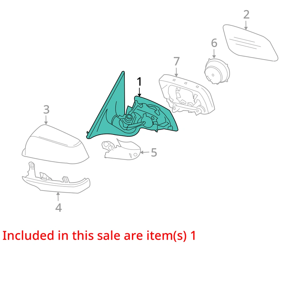 BMW M6 F13 2013-2015 ESPEJO RETROVISOR IZQUIERDO DEL LADO DEL CONDUCTOR SIN CUBIERTA NI LENTE Foto 3 de 4