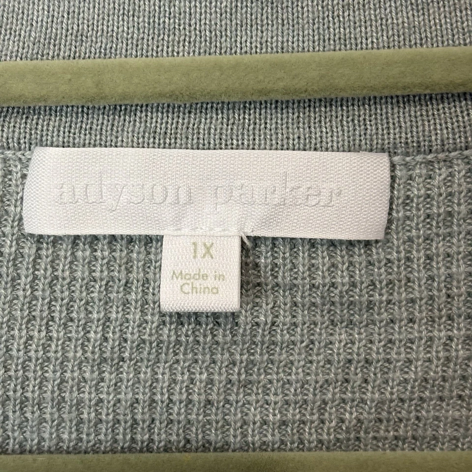 Adyson Parker Mujer 1X Túnica Azul Verde Aqua Cuello Suéter Minimalista Acogedor Suave Foto 3 de 4