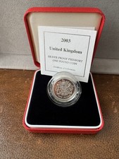 2003 Royal Mint Silver Proof Piedfort One £1 Pound Coin with COA Boxed