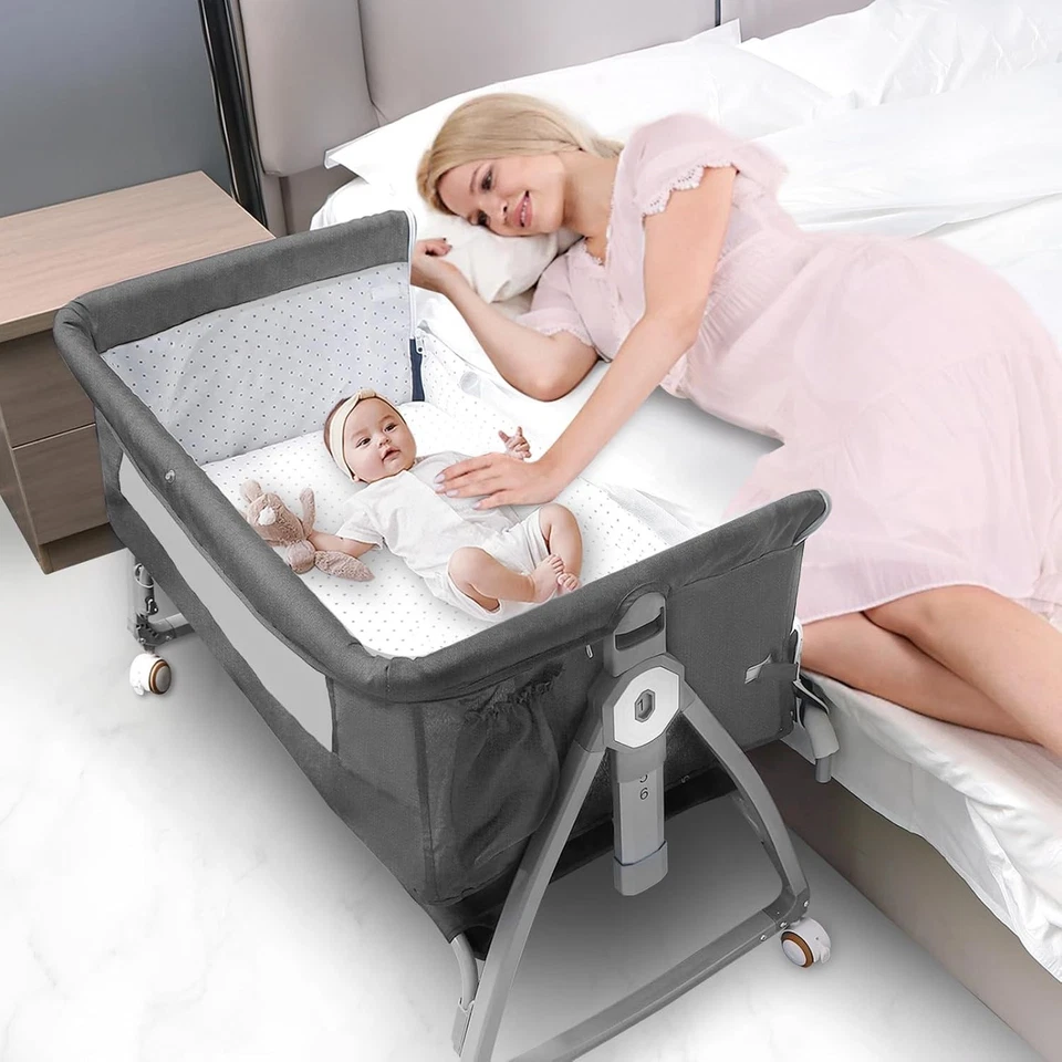 3 in 1 Baby Bassinet, Bedside Sleeper for Baby, Bedside Crib with Wheels & Stora - image 2 of 4