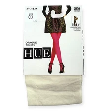 Hue Opaque Non Control Top Tights Ivory Womens Size 1