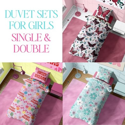 Einzel/Doppel Bettbezüge - Herzen Blumen Schmetterling Designs