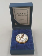 Halcyon Days Round Enamel John Keats Lion Trinket Box w/ Original Case