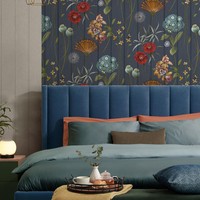 Blumen Tapete Bunte Holzoptik Blau / Multi Botaniker Belgravia 4771