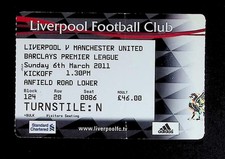 Liverpool v Manchester United 2010-2011 Premier League Ticket 06/03/2011