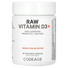 2 X Codeage, Vitamina D3 Cruda+, 5.000 UI, 60 Cápsulas Vegetales - En todo el mundo