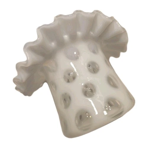 Fenton Glass White Opalescent Coin Dot Top Hat