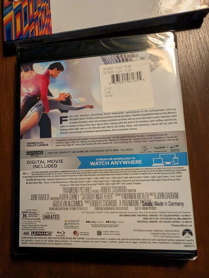 Saturday Night Fever [New 4K UHD+ Blu-ray+Digital] w/Slipcover- Ships in Box! Foto 4 de 4