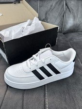 Adidas Breaknet 2.0 K White Black Youth Low Top Lace Up Athletic Sneakers