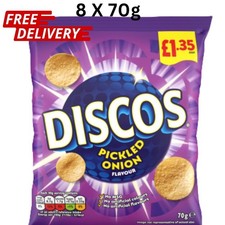Discos Pickled Onion Crisps 8 x 70g/Fast Moving new/Party/Lunch/Free Delivery