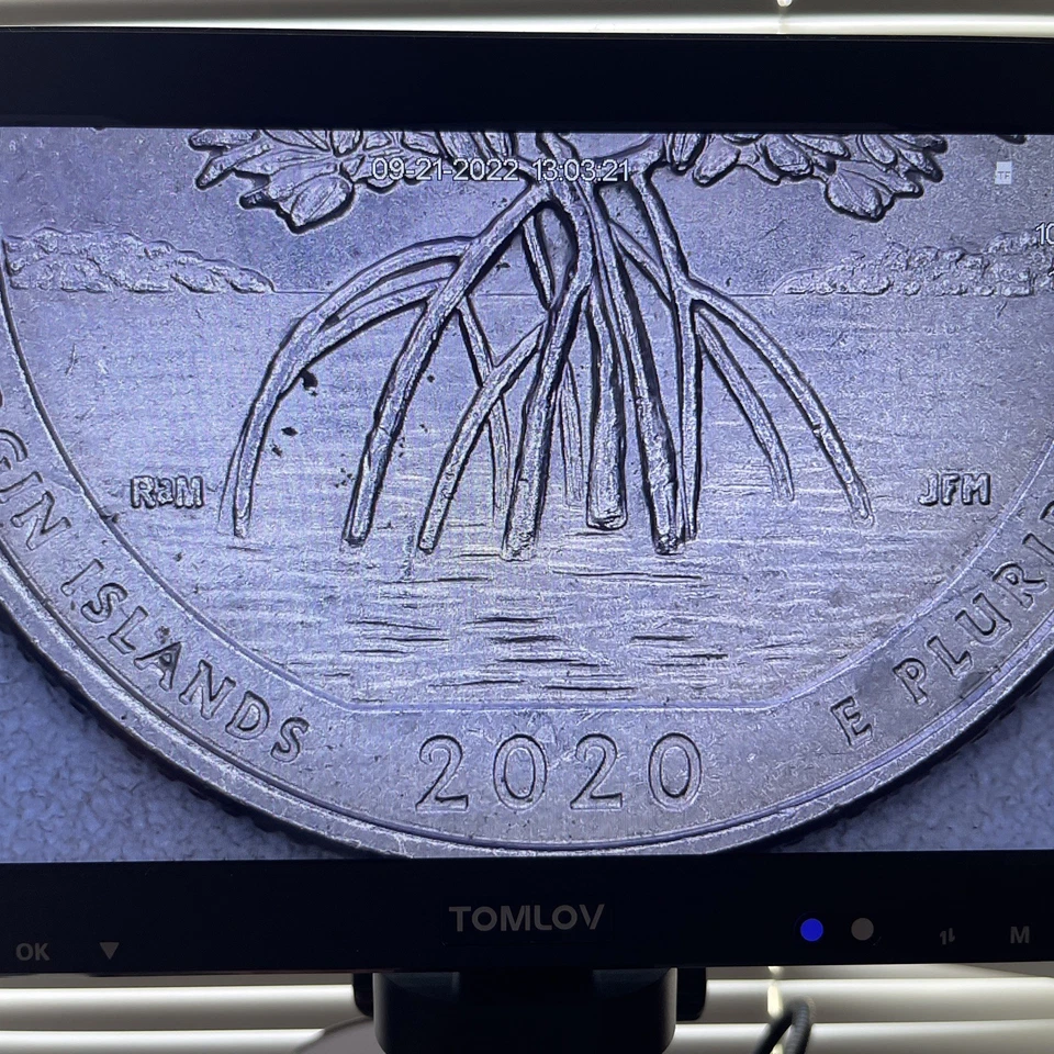 W Quarter Dollar V75 DDO 2020, RDA, borde no central, Salt River Bay Foto 3 de 4