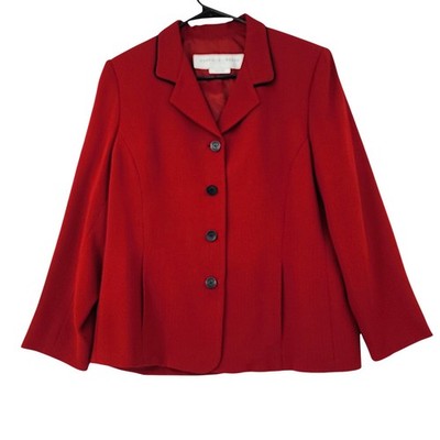 Vtg Garfield & Marks Blazer sz 12P Women Red Black 4 Button Pockets USA Made