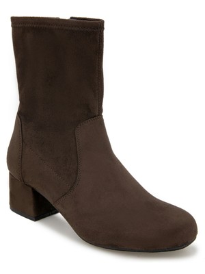 REACTION KENNETH COLE Womens Brown Stretch Road Round Toe Block Heel Booties 9.5