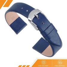 Genuine Leather Band - 20mm Flat Leather Watch Strap for Men and Women Dark Blue