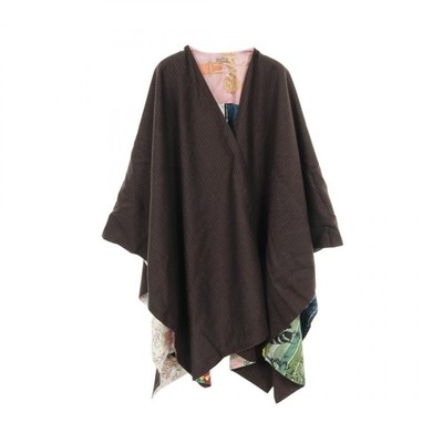 HERMES Petit H Reversible Cape poncho silk wool cashmere silk
