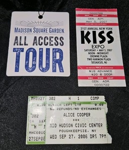 ALICE COOPER 2006 KISS EXPO 2007 MADISON SQUARE GARDEN ALL ACCESS TICKET LOT