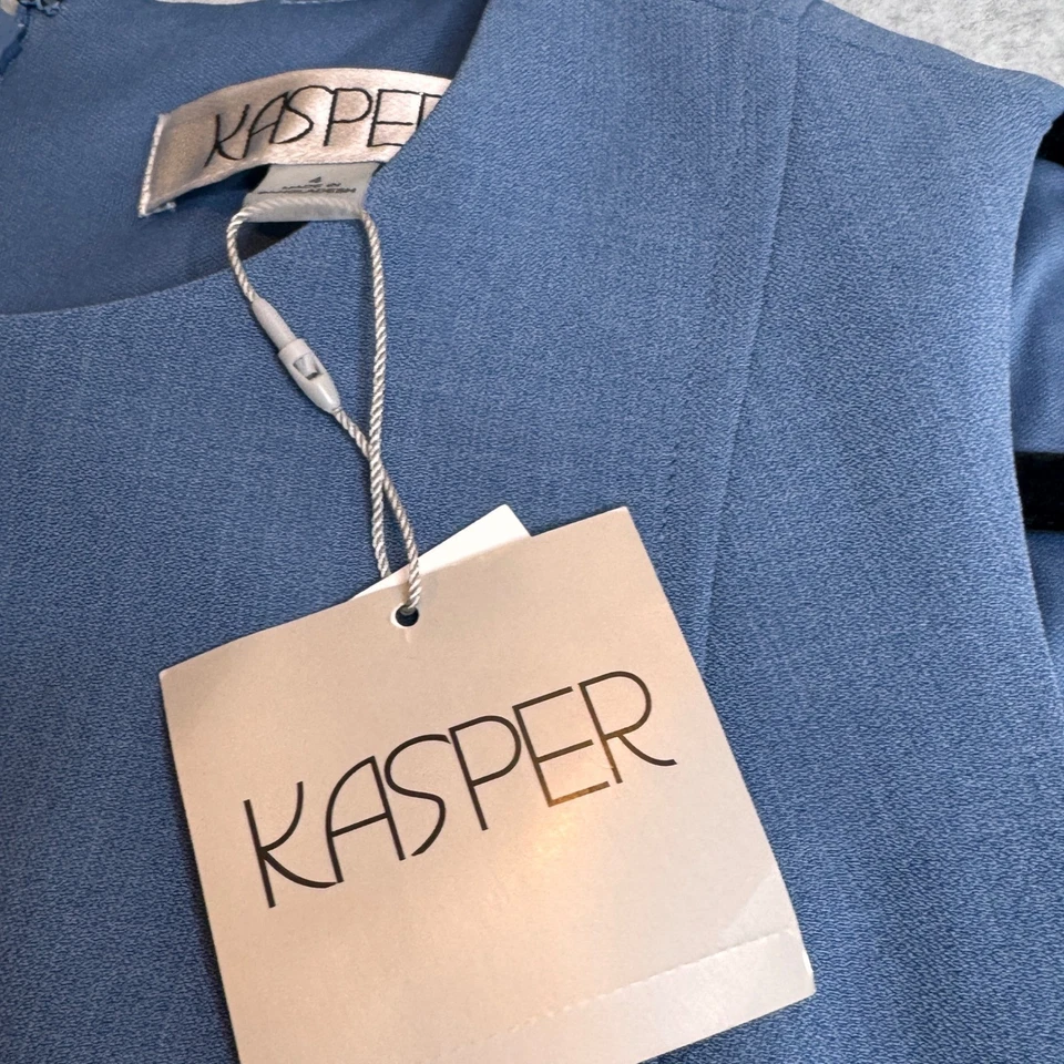 Vestido Vaina Kasper Sin Mangas Azul Garza Mujer Carrera Negocios Oficina NUEVO Foto 4 de 4