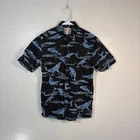 Kahala Pacific Whale Shirt Mens Small Hawaiian Ocean Short Sleeve Button Up