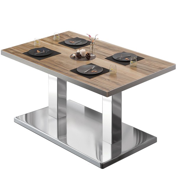 Bm | Bistro Loungetisch | B:T:H 130 X 80 X 41 Cm | Sheesham / Edelstahl | Bis...-image