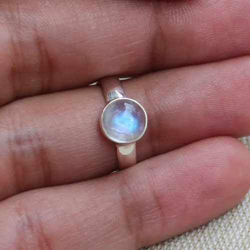 Anello Donna Pietra Di Luna Arcobaleno In Argento Sterling – Regolabile, Regalo Vittoriano