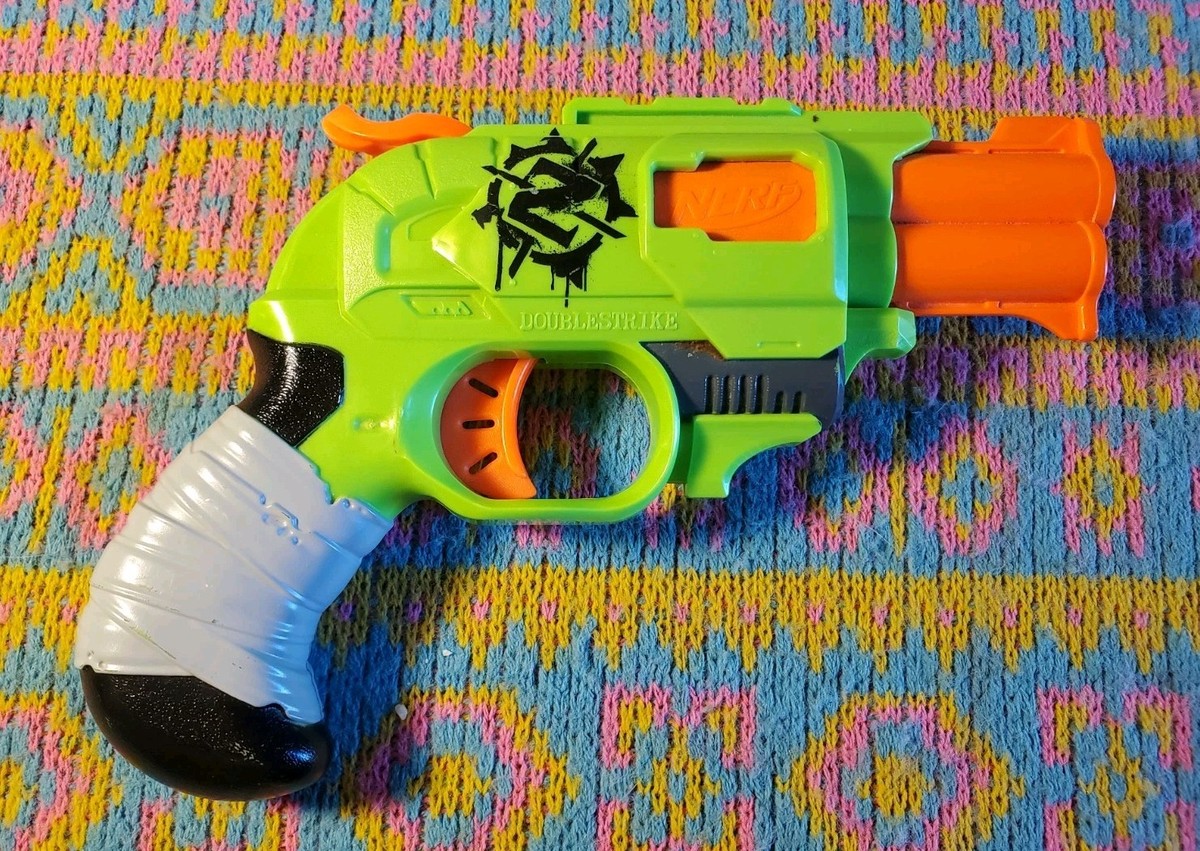 NERF Zombie Strike DoubleStrike Dart Gun Green Orange Ages 8-11