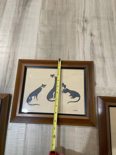Rare Margaret Layton 1960s Black Cat Serigraph Set of 3 Signed + Framed Gift - Picture 14 of 17