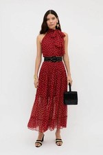 BNWT Rixo Abi Chiffon Layla Dot RED Midi Dress SIZE: M PRP: 295