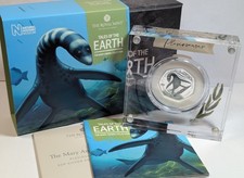 🇬🇧 2021 UK 50P PLESIOSAURUS FIFTY PENCE COLORIZED SILVER PROOF COIN DINOSAUR