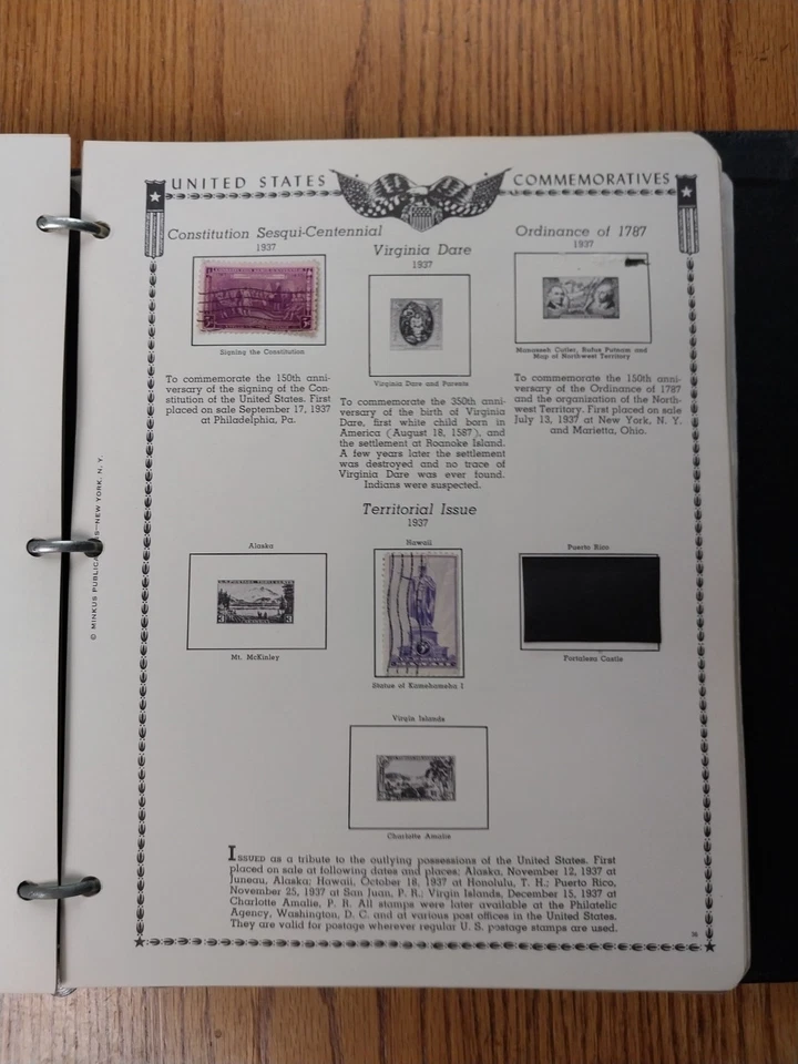 Vintage The American Commemorative Stamp Album Minkus Publications Inc 1960 - Изображение 3 из 4