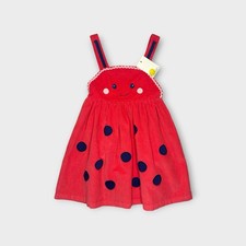 Mini Boden Red Corduroy Ladybug Pinafore Dress