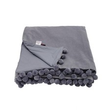 Velvet Sofa Throw with Pom Poms, Velvet Bed Throw, Choice of Colours