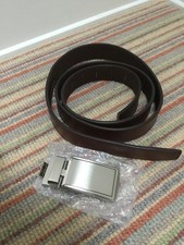 Mens slide ratchet brown belt with stainless steel buckle unused can cut to fit