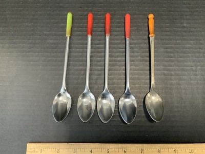 Vintage Beautiful Art Deco 5 Red/Green/Brown Bakelite/Catalin Ice Tea Spoon Lot