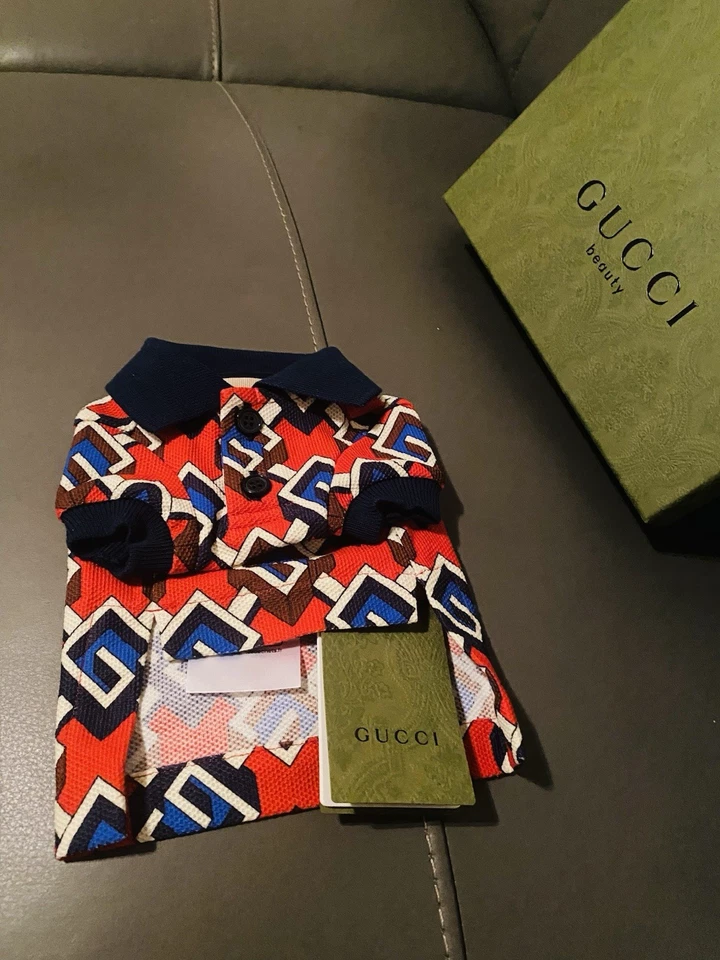 Nuevo con etiquetas Gucci Perro Cachorro Logo Mascota Ropa GG Rojo Blanco Azul Polo XXS Foto 3 de 4