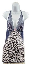 Victoria's Secret Women's Leopard Satin Lace Chemise Halter Slip Backless Large
