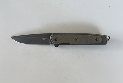 CRKT CINCO 7091 Rogers Design D2 Tumble Finish G10 OD Green IKBS Flipper GREAT!!